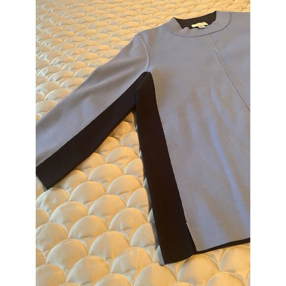 Per se By Carlisle Designer Luxury Mock Neck Color Block Navy Blue Sweater Sz M - Picture 3 of 7